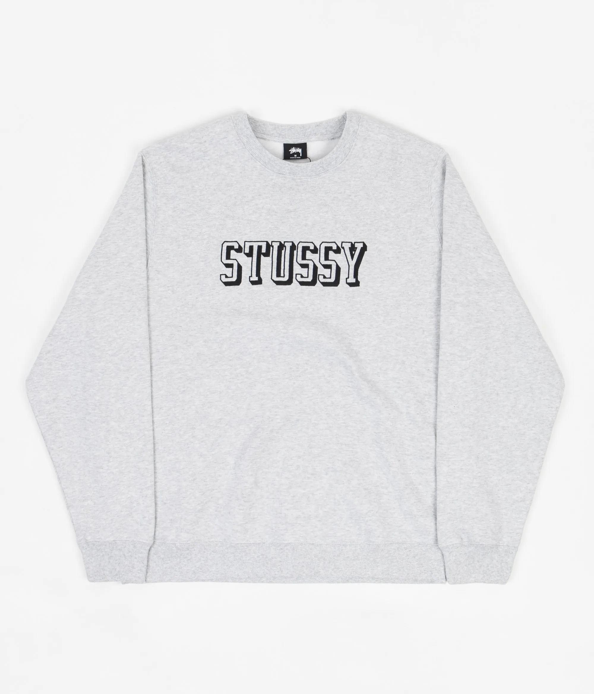 Stussy 3D Collegiate Applique Crewneck Sweatshirt - Ash Heather