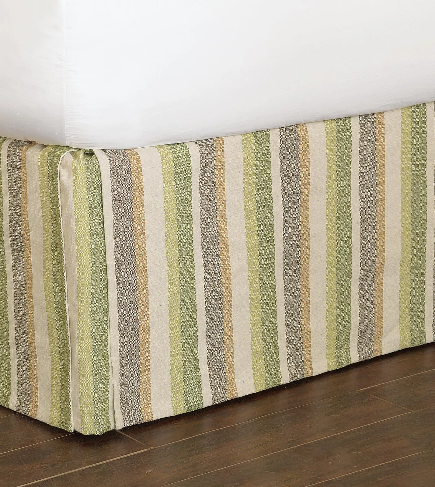 Tybee Green Striped Bed Skirt