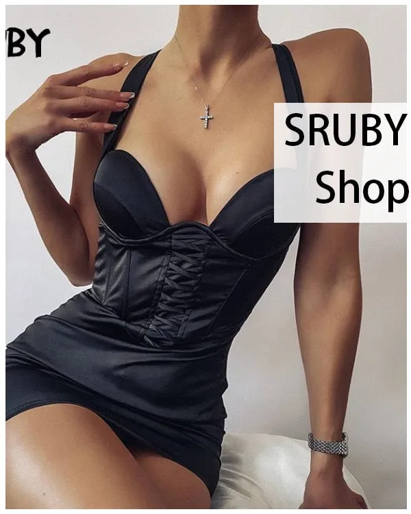 VenusFox Spaghetti straps Pink dress Woman Sequined Backless Sexy Dress Off Shoulder Mini Dress Christmas Party Club V neck Dresses