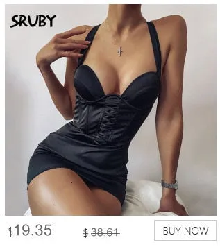 VenusFox Spaghetti straps Pink dress Woman Sequined Backless Sexy Dress Off Shoulder Mini Dress Christmas Party Club V neck Dresses