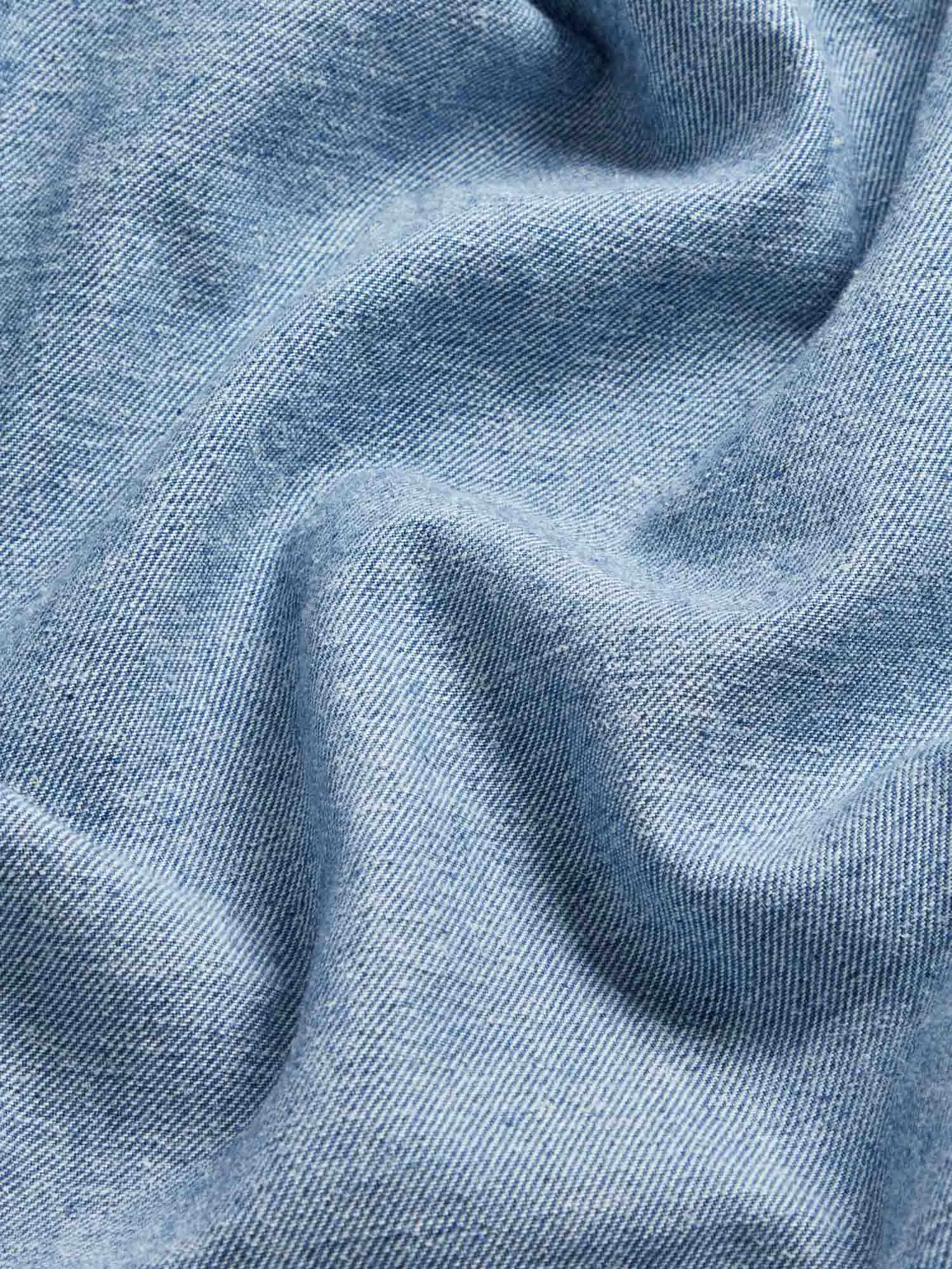 Womens Cropped Hemp Denim Jacket—mid wash