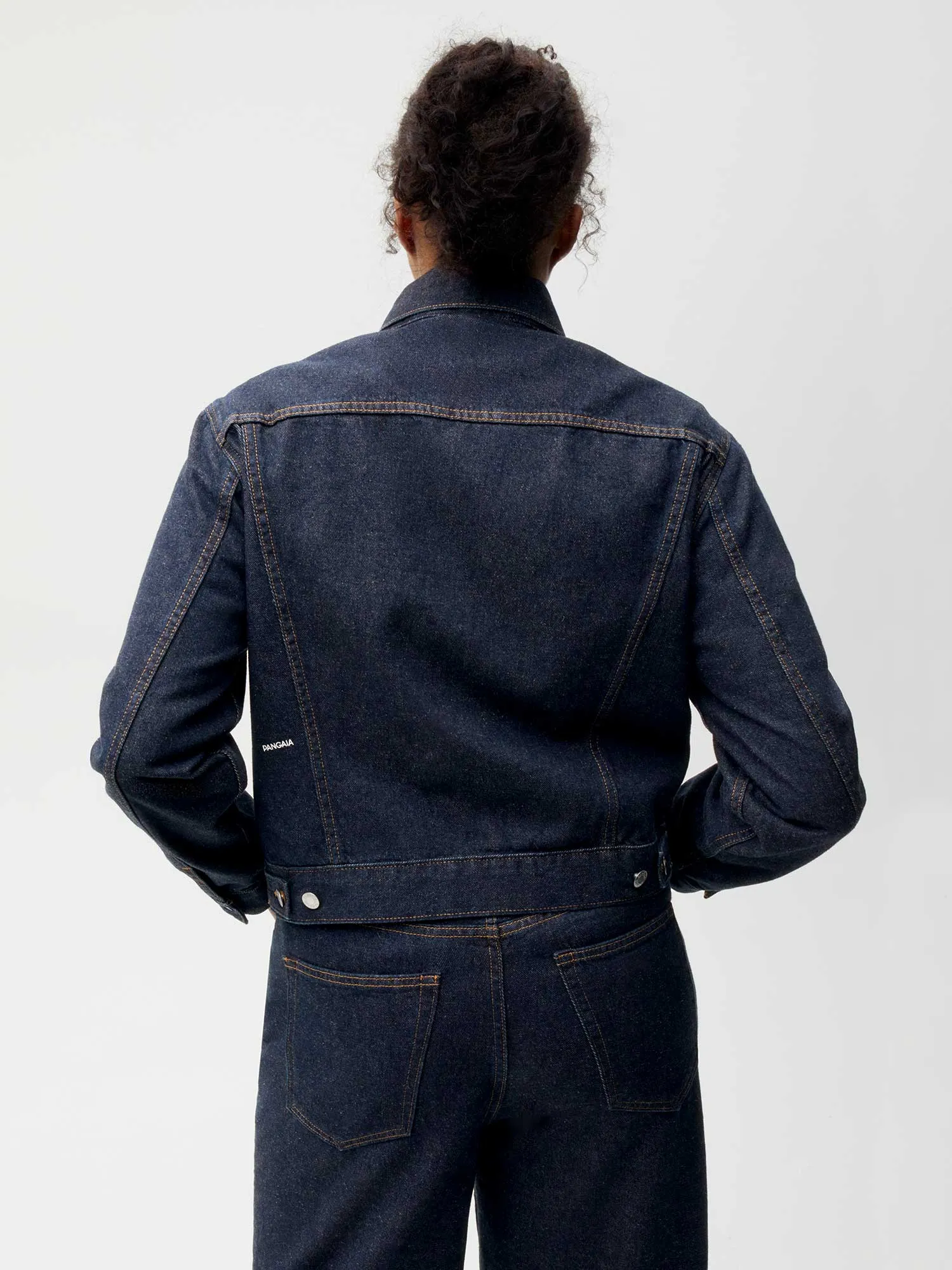 Womens Cropped Hemp Denim Jacket—rinse wash