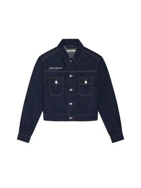 Womens Cropped Hemp Denim Jacket—rinse wash